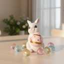 Easter Bunny Statue, Spring Tabletop Decoration, Cute Rabbit Figurine for Home Yard Garden Easter Decor (Bunny and Egg)