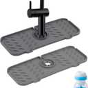 14.5" Black Silicone Faucet Splash Guard  Sink Drip Catcher Mat with Water Filter Slot  Non-Slip Kitchen Sink Splash Protector & Drying Mat