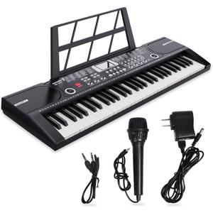 61 keys keyboard piano, Electronic Digital Piano with Built-In Speaker Microphone, Sheet Stand and Power Supply, Portable piano Keyboard Gift Teaching for Beginners