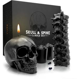 GAVIA Black Skull Candle - Scented Halloween Candles - Gothic Home Decor - Skull Decor - Goth Decor - Gothic Bedroom Decor - Spooky Home Decor - Emo Room Decor - Spooky Gift - Goth Room Decor