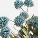 Floroom 5pcs Dusty Blue Faux Silk Mums Artificial Flowers, Bulk Fake Small Mini Chrysanthemums with Stems for DIY Slate Blue Wedding Centerpieces Floral Arrangements Vase Fillers Home Decorations