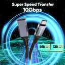 USB C Extension Cable 20ft Long, Upgraded 4K@60Hz Monitor & 100W Charging & 10Gbps Data Transfer USB-C Extender Male to Female USBC 3.2 Gen2 Type C Cord Braided for Laptop Tablet Mobile Phone and More
