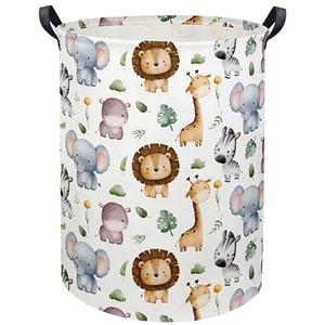 HIYAGON Baby Laundry Hamper Basket Baby Hamper for Nursery Boy and Girl Cute Kids Toys Storage Bin Organizer Animal Room Decor (Animal)