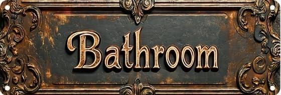 Vintage Aluminum Street Sign, Bathroom Design, 16 x 4 inches, Green, Funny Room Decor