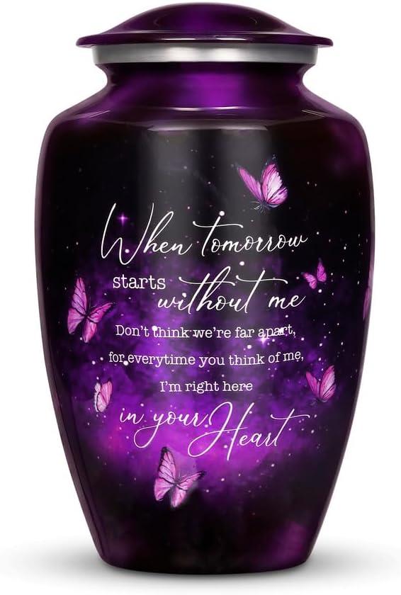 Purple Butterfly Urn for Human Ashes Adult – Large Purple Butterfly Urn for Women & Men with Secure Lid, Handcrafted Metal Urns for Ashes, Keepsake with Upto 200lbs