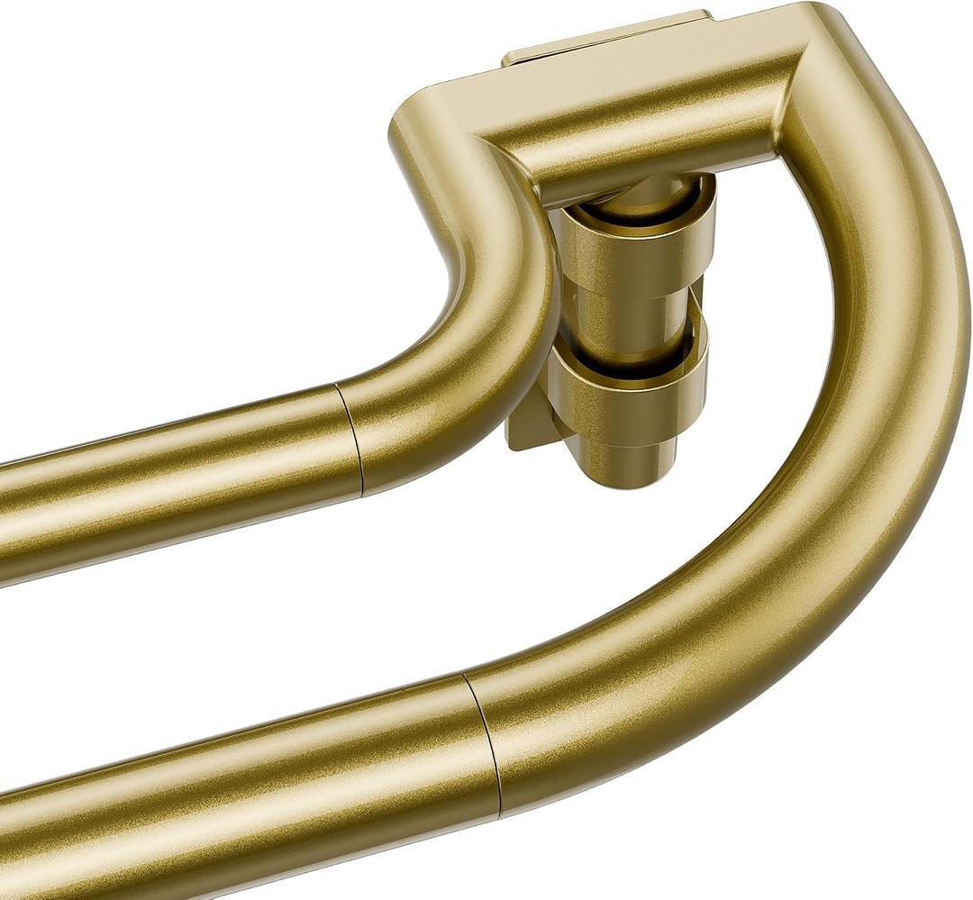 ENJOYBASICS Double Curtain RodBlackout Wrap-Around Curtain Rods for Windows 66 to 120 Inch for Room Darkening CurtainsAdjustable from 32 to 129 Inch, Gold