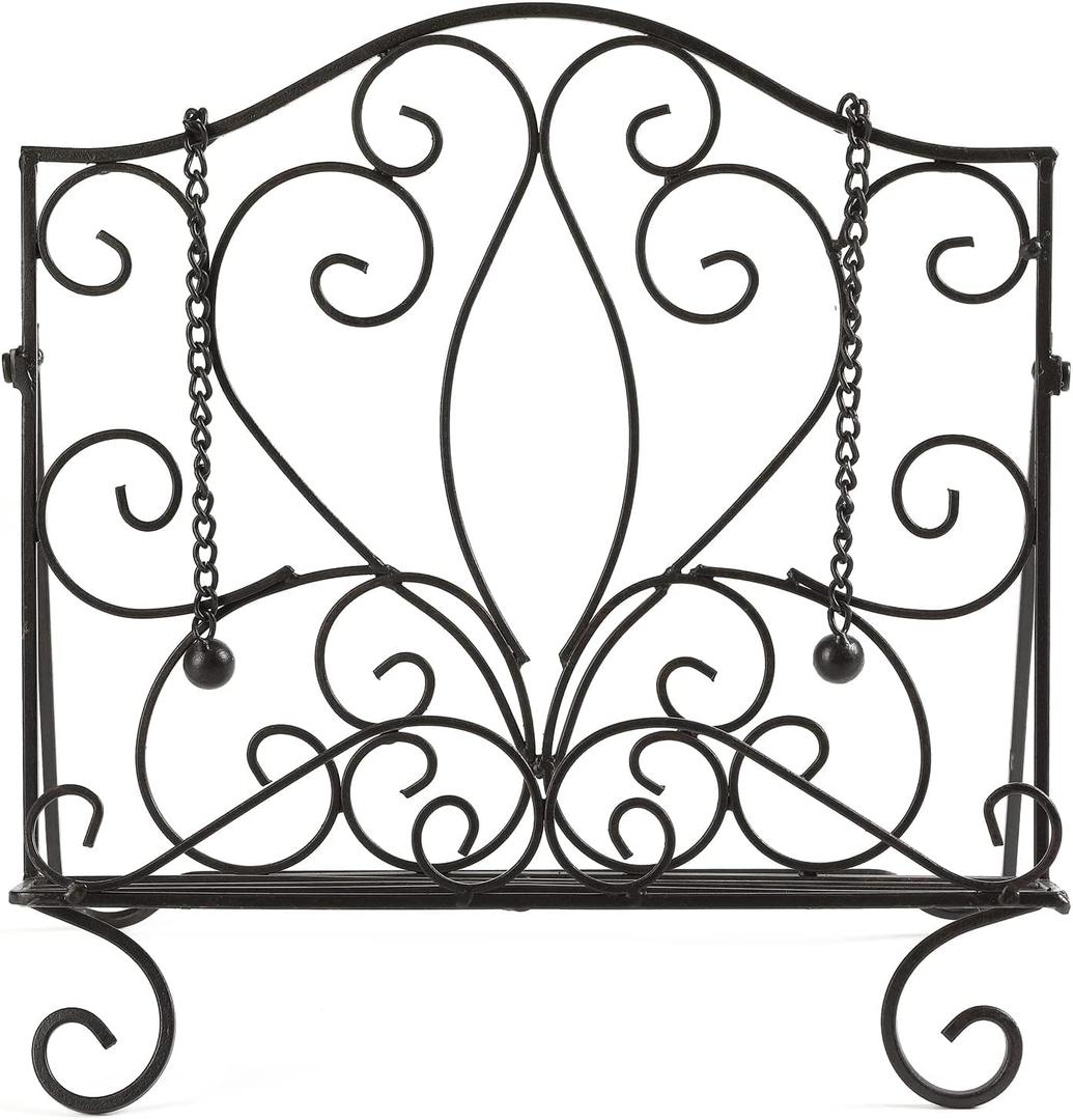 Metal Cookbook Holder Recipe Book Stand for Kitchen, Vintage Scrollwork