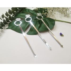 Set of 20 Diamond Ring Cocktail Stirrers Swizzle Stir Stick, Stirring Sticks Diamond Ring for Party& Festival Dcor (Silver Mirror)