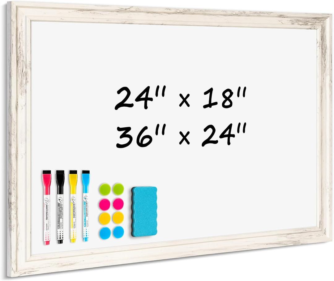 DOLLAR BOSS Magnetic Whiteboard, 36" x 24" Vintage White