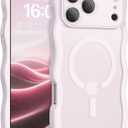 BENTOBEN Magnetic for iPhone 17 Pro Max Case, Cute Wavy [Full Camera Protection][Compatible with MagSafe] Matte Anti-Slip Bumper Women Girls Boys Protective Cover for 17 ProMax 6.9", Gray-Pink