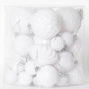 Senjie 36pcs Shatterproof Multi-Size Multi-Style White Christmas Ornaments