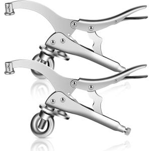 Peryiter 2 Pieces 9 Inch Drill Press Clamp Vise Fix Drill Press Locking Clamp Welding Hold Down Table Heavy-duty Accessories Silver for Locking Gripping Woodworking Attachment