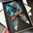 Solanaluna 100% Mulberry Silk Square Scarf for Neck or Hair-27"x27" Women Natural Silk Neckerchief Headscarf Breathable & Soft Lightweight Gift Packed