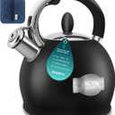 Stove Top Kettle,Whistling Tea Kettle,Premium 18/8 Food-Grade Ceramic-Coated Stainless Steel Teakettle,Vintage-Style Teapot,Includes a Hot Pad,2.64 Quart (Black)