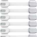 Child Safety Strap Locks (10 Pack) Baby Locks for Cabinets and Drawers, Toilet, Fridge & More. 3M Adhesive Pads. Easy Installation, No Drilling Required, White/Gray