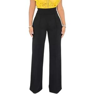 Women Stretchy Straight Leg Dress Pants Comfy Solid Classic High Waisted Wide Leg Long Bootcut Pant Slacks Work Office, Size S