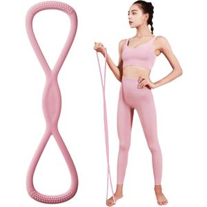 3 x Figure 8 Resistance Band for Women, 25lb Resistance Bands for Working Out, Arm Stretch Bands for Back Shoulder, Portable Fullbody Yoga Pulling Rope, Elastic Stretch Bands, Pink