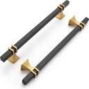 Haliwu 10 Pack Black and Gold Cabinet Pulls, 6-5/16 inch Kitchen Handles, Square Dresser Drawer Hardware