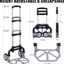 Folding Hand Truck Dolly Aluminum Foldable Hand Trolley Luggage Cart Max 175lbs Capacity Dolly Cart, with Telescoping Handle and Rubber Wheels, Double Bearings