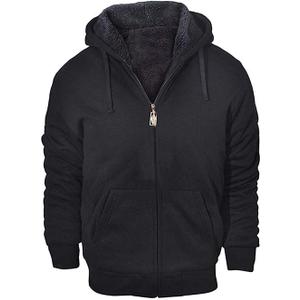 GEEK LIGHTING Hoodies for Men Heavyweight Fleece Sweatshirt - Full Zip Up Thick Sherpa Lined (Medium, All Black)