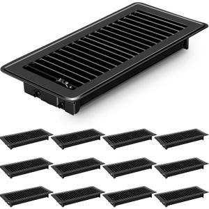 8 PCS Floor Register 4x12 Inch, Floor Vent Covers 4x12'', Air Vent Covers for Home Floor Wall Ceiling, Metal Register Vent Cover, Rust Proof Registers, Grilles & Vents (8, Black, 4x12 Inch)