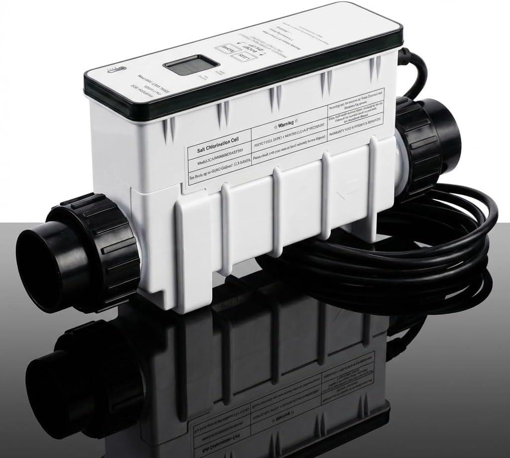 Salt Chlorine Generator Cell 40000 Gallon Replacement for In-Ground Pool Salt System Universal Fit for Most Control Panels Self-Cleaning with Cell Life Display EC-520555 (40000 Gallon)