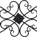 Sintosin Black Wrought Iron Wall Decor 32" x 13", Hanging Flower Scroll Metal Wall Art Decor, Living Room Wall Decor, Vintage House Decorations for Indoor Outdoor Fireplace Bedroom