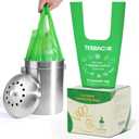 Compost Bags, Handle Tie Food Scrap Bags 3 Gallon,100 Count,Certified by BPI and ASTM D6400, Kitchen Compost Bin Compatible