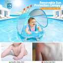 Baby Pool Float with Canopy,UPF50+ Sun Protection, Anti-Flip Double Air Chambers,Infants & Toddlers Swimming Water Float with Safety Seat, 2-in-1 Backstroke& Breaststroke, Suitable for 3-36 Months