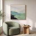 Large Framed Modern Neutral Green Abstract Landscape Wall Art, 30x30 In