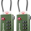 TSA Approved Luggage Locks | Inspection Indicator, 4-Digit Combination, Durable Zinc Alloy | for Suitcases, Backpacks, Travel Bags | Green, 2-Pack