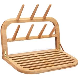 Baby Bottle Countertop Drying Rack Bamboo,Space Saving Kitchen Drying Rack & Bottle Holder for Nipples, Cups, Pump Parts, Accessories, Reusable Ziplock and Freezer Bag Dryer Rack