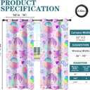 Rainbow Colorful Unicorn Curtains for Kid Living Room, Cream Bat Rose Solid Thermal Insulated Grommet Drapes, Room Darkening Window Curtain Panels(Set of 2, 52x96 Inch), XX240112005-DCL2-5296