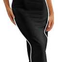 BTFBM Women Bodycon Maxi Dress Square Neck Sleeveless Contrast Binding Slit Cocktail Formal Wedding Guest Dresses 2025 (Medium, Black)