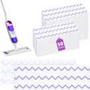 50 Count Microfiber Mop Pads Compatible with Swiffer Powermop, Disposable or Reusable Replacement Pads for Wet & Dry Use, PowerMop Refills for Multi-Surface Floor Cleaning