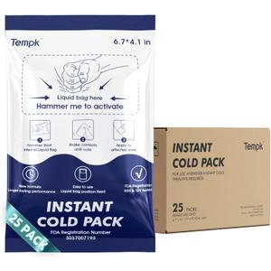 Big 25 Packs(6.7x4.1) Instant Cold Packs -Instant Ice Packs for Injuries | Disposable Cold Compress Ice Pack for Pain Relief, Swelling, Inflammation, Sprains, Toothache - Cold Pack for Athletes