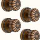 Asidrama 4 Pack Antique Brass Privacy Door Knobs with Lock, Vintage Door Handles with Antique Brass Door Knobs Interior for Bedroom or Bathroom, Heavy Duty Door Lever for Left Right Sided Doors 211