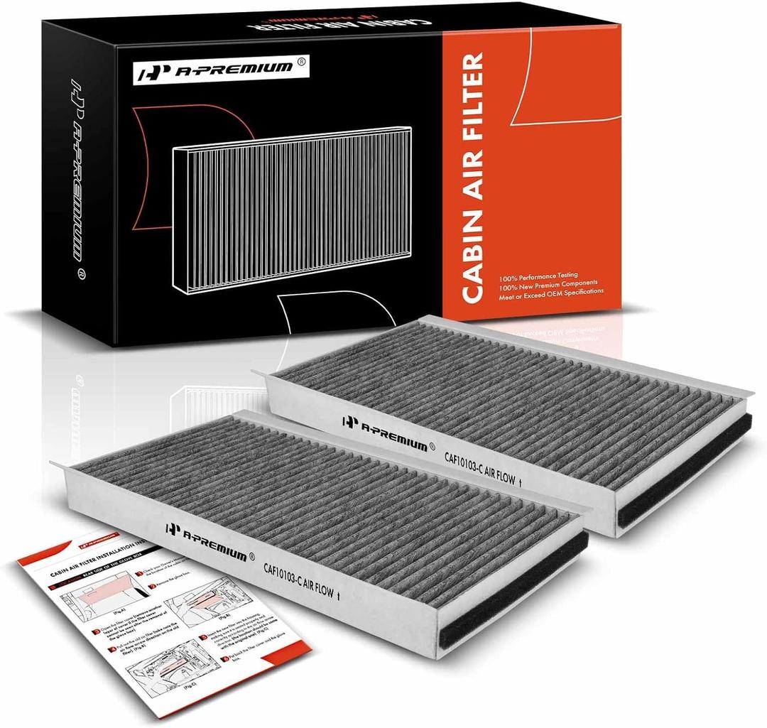 A-Premium 2-PC Cabin Air Filter with Activated Carbon Compatible with BMW 525i, 528i, 528xi, 530i, 530xi, 535i, 535xi, 545i, 550i, 645Ci, 650i, M5, M6