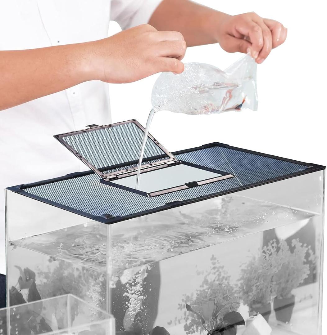 Fish Tank Lid Magnetic Fish Tank Lid Aquarium Net Cover with Feeding Window 5-50 Gallon Aquarium Lid Anti-Jumping Net for Fish 11.8 FT DIY Magnetic Fish Tank Cover Aquarium Cover