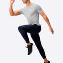 Pudolla Mens Joggers with Zipper Pockets Lightweight Sweatpants Workout Athletic Pants for Gym Running Golf (Medium, Iron Blue)