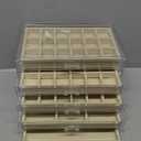 Frebeauty Acrylic Jewelry Organizer Earring Organizer Box with 5 Drawers Earring Holder Organizer with Velvet Trays Clear Jewelry Box for Women Earring Display for Rings Studs(Beige)