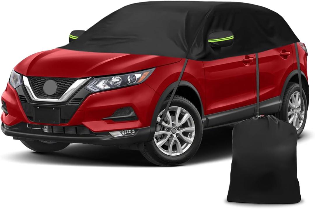 Half Car Cover Compatible with Nissan Rogue 2008-2025, All Weather Protection with Side Mirror Cover, Top Roof Protector for Snow Ice Hail Rain Sun Protection