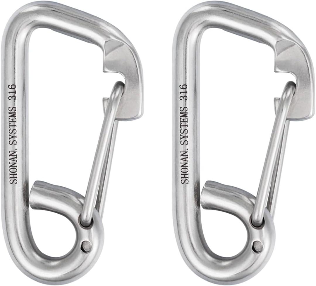 SHONAN Marine Boat Hooks, Stainless Steel Carabiner Heavy Duty Snap Hook, Rope Clips for Jet Ski, Kayak and Boat Dock Lines