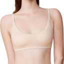 Organic Cotton Bra for Women, Wireless Scoop Neck T-Shirt Bra, Seamless Padded Bra for Small Breasted Women (Medium, Nude)