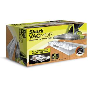 Shark VACMOP Disposable Hard Floor Pad Refills, Compatible with VM252 & VM180, No-Touch Disposal, for use on All Sealed Floors - Stone, Hardwood, Laminate & Tile, (32 Count Total), VMP32