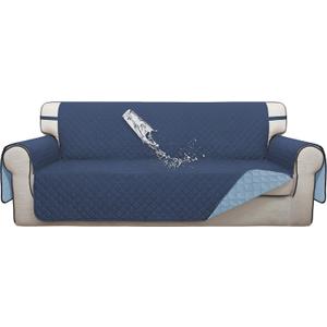 ISSUNTEX Double Protection 100% Waterproof Sofa Covers for Living Room, Couch Covers for 3 Cushion Couch Sofa, Reversible Furniture Protector Sofa Cover for Dogs, Pets (Sofa, Dark Blue/Light Blue)