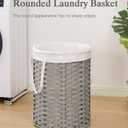 SETVSON Laundry Hamper Laundry Basket Round 19.0 Gal (72 L) Handwoven Rattan Hamper, Large Wicker Laundry Hamper with Removable Laundry Bag Handles 2 Mesh Bags for Bathroom Living Room Gray (No Lid)