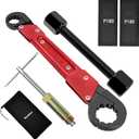 Vorhixa 6 Pcs Plumbing Tools Kit with Angle Stop Wrench & 1/2Inch Compression Sleeve Puller, Professional Plumbers Wrench, Sandpaper and Storage Bag for Frozen/Corroded Angle Stop