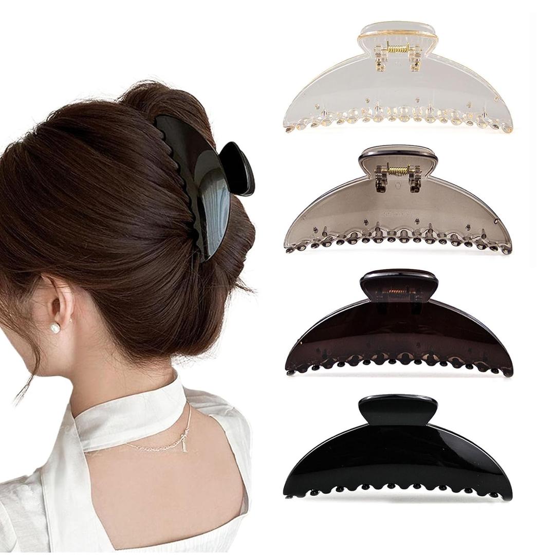 Large Acrylic Hair Claw Clips for Thick Hair, 5 inch Clear Tight Strong Hold Hair Claw Clips for Women Girls