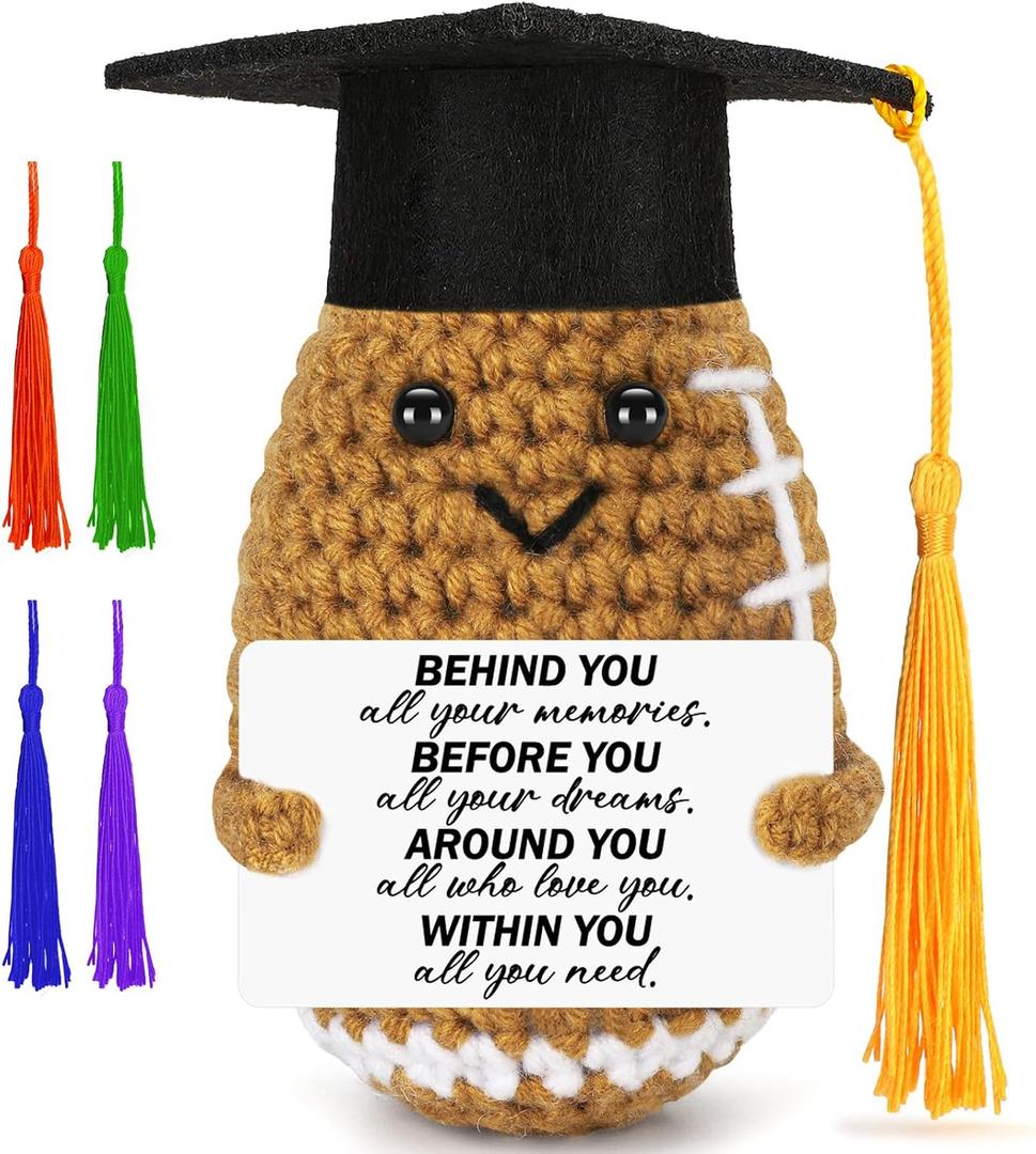 BiuNiuring 2026 Graduation Gifts for College, Funny Handmade Crochet Football Class of 2026 Grad Gifts for Him Her Daughter Son, Perfect Graduation Decorations for High Middle School 5th Grade